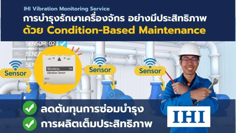 การบำรุงรักษาเครื่องจักรตามสภาพ Condition-Based Maintenance ด้วยเซนเซอร์วัดความสั่นสะเทือนไร้สายของ IHI