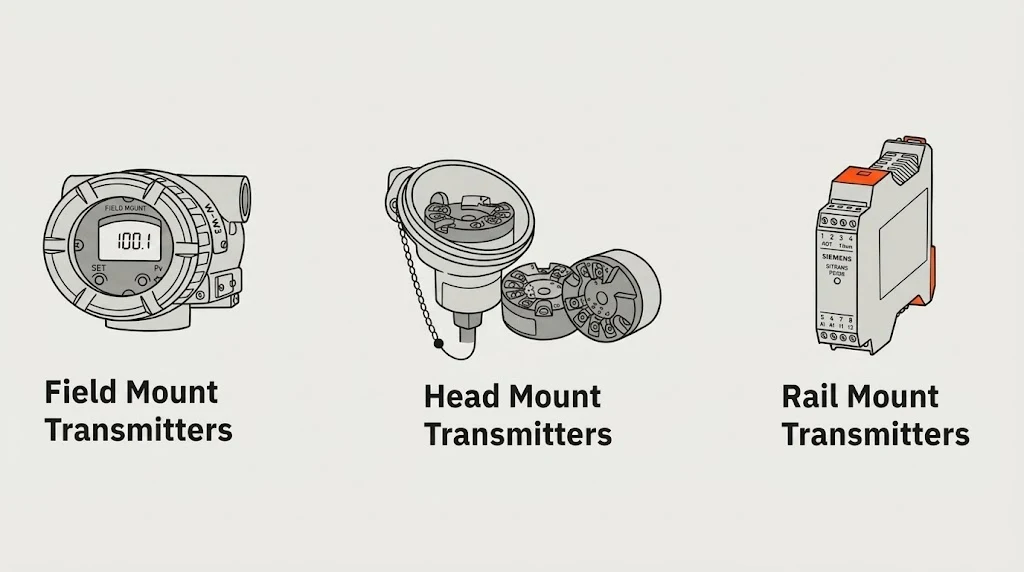 Temperature Transmitter 3 แบบ Field Mount, Head Mount และ Rail Mount